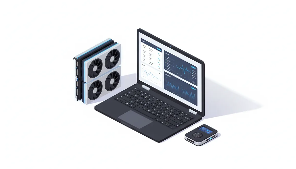 Ноутбук с двумя панелями GPU-серверов, видеокарты и криптокошелёк — выбор RunPod или Vast AI из России